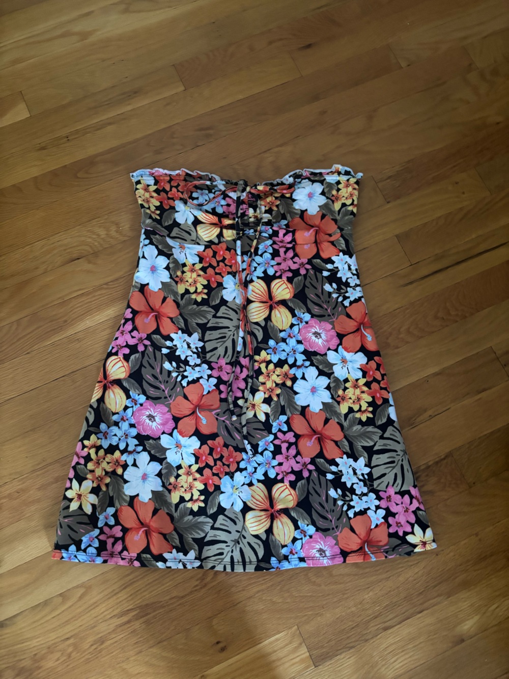 Forever 21 Black Floral A-Line Skirt with Multi-Colored Blooms